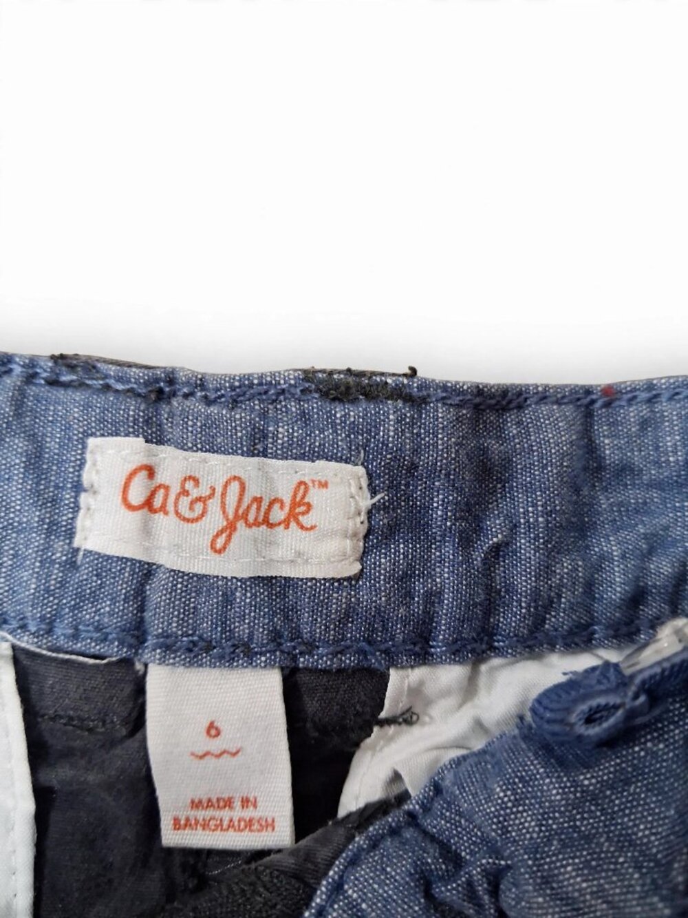 Cat & Jack gray chambray shorts, button/zip fly - Size 6 - USED